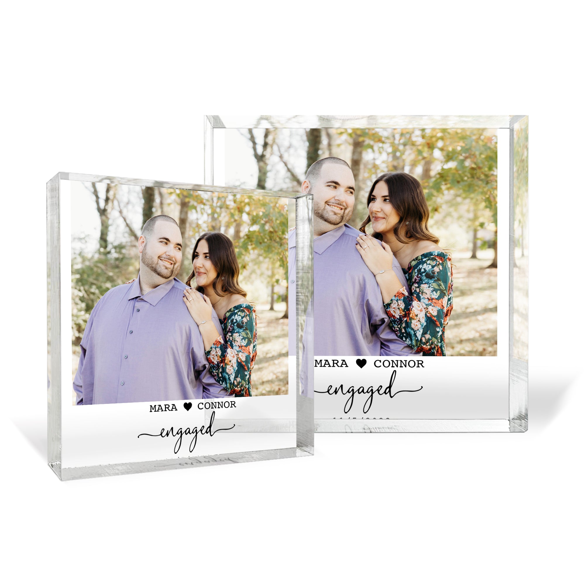 Engagement Personalised Photo Block, Engagement Gift, Anniversary Photo Frame, Wedding Gift, Engagement Acrylic Plaque