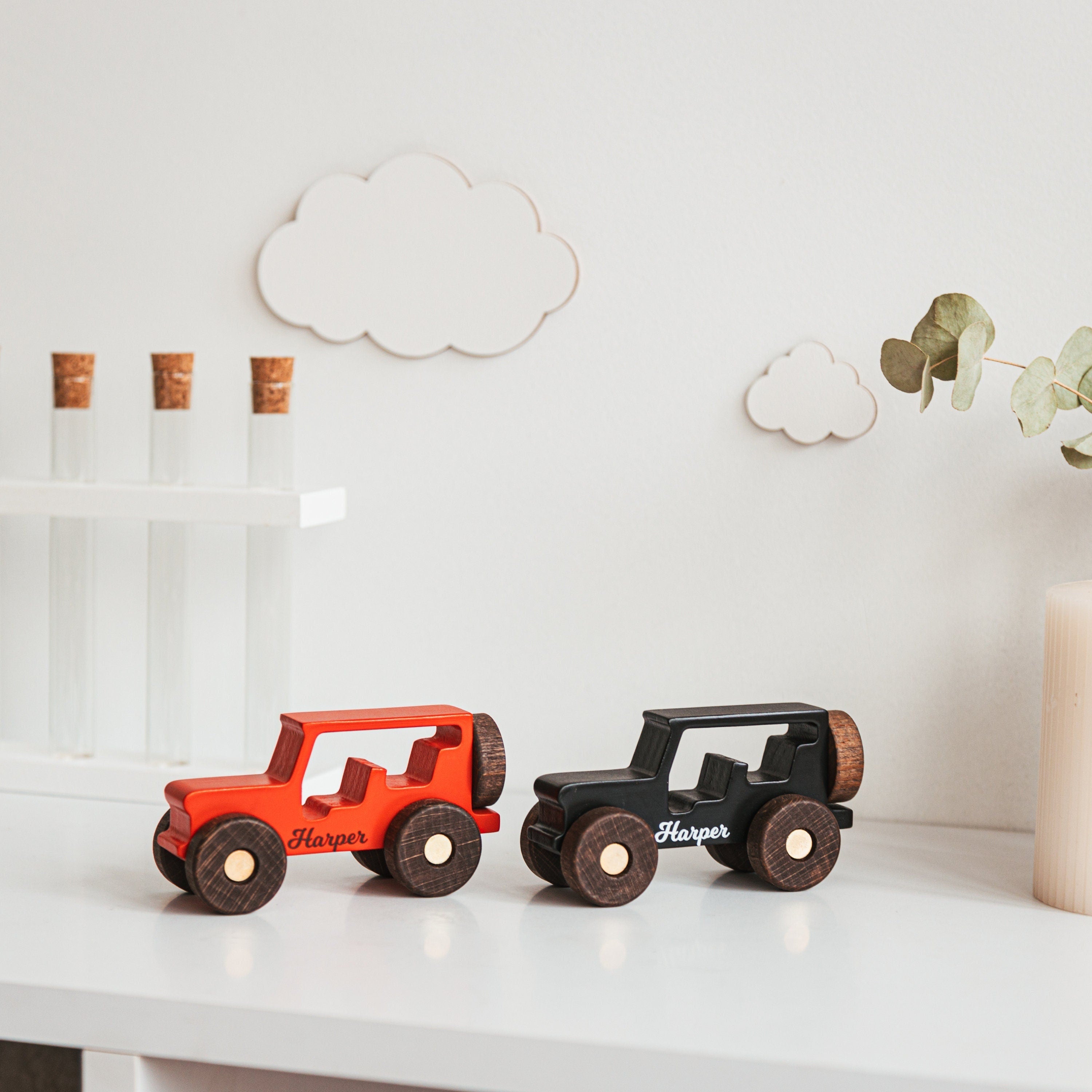 Collect Wooden Cars With Names, Sensory Toys For Toddlers, Baby Birthday Gift, Wooden Truck Toy, Personalized Gift For Kids, First Christmas