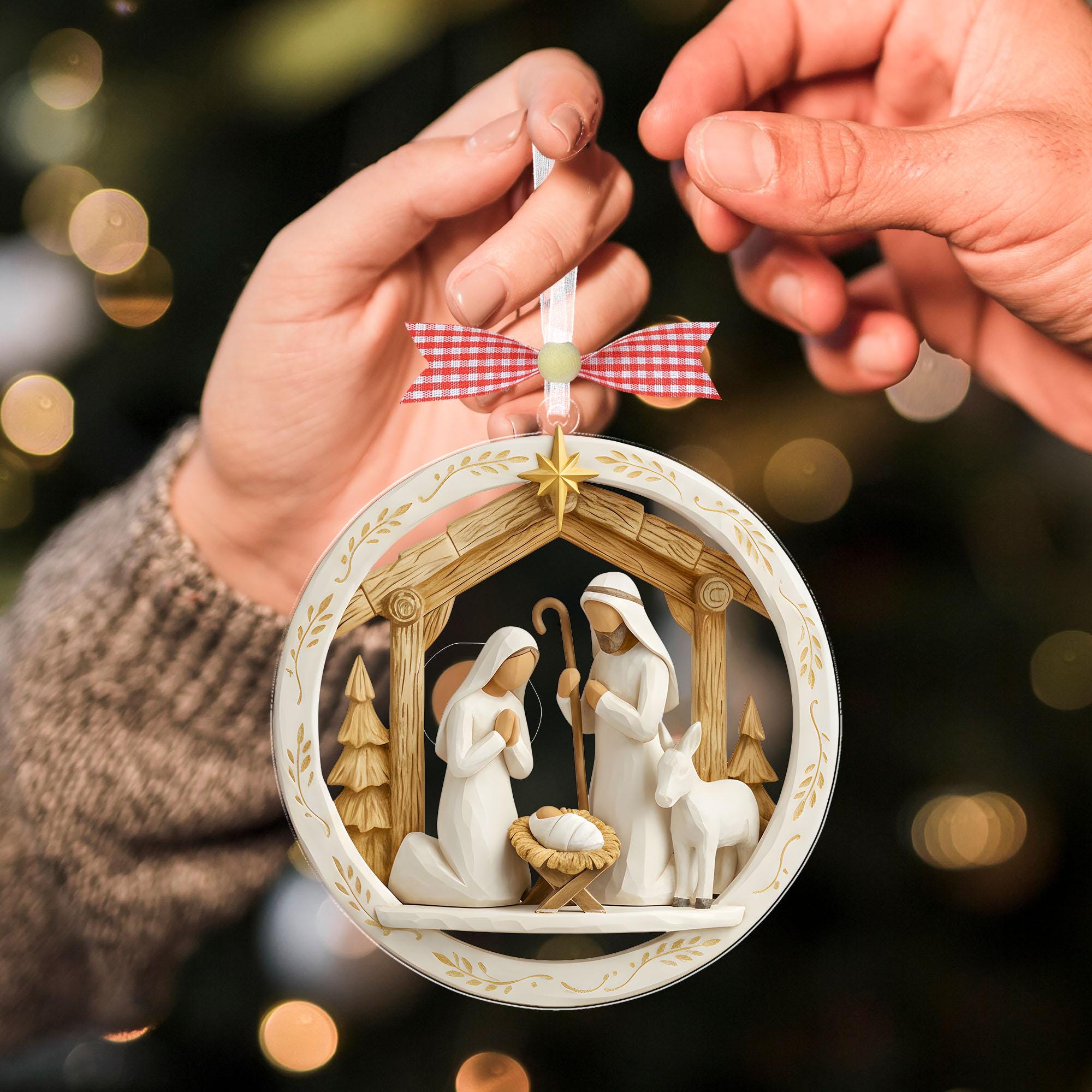 Nativity Jesus Ornament,Nativity Scene Christmas Ornament,Christian Holiday Gift Decor,Regilious Gift,Meaningful Xmas Gift,Jesus Ornament