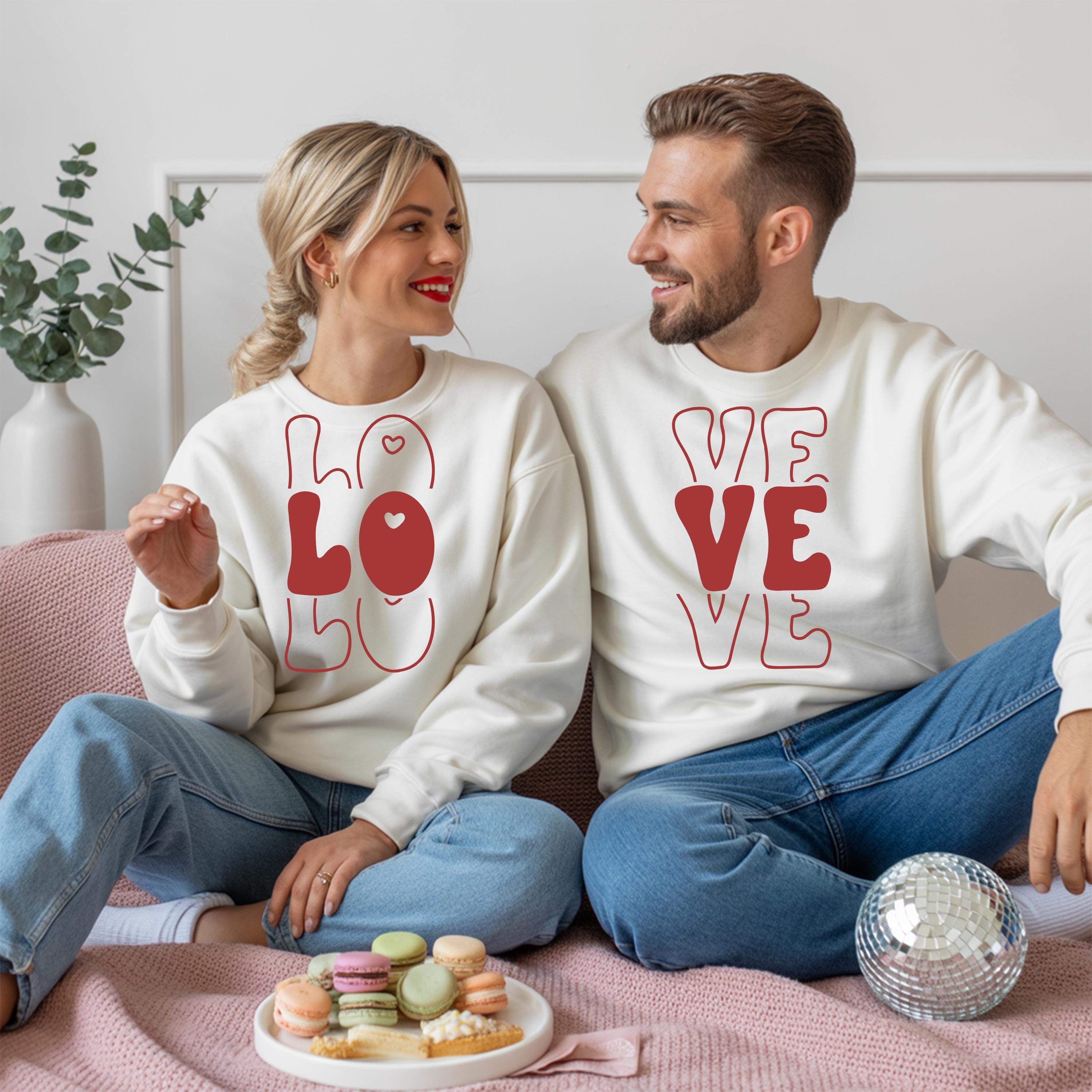 Custom Valentine’s Day Love Couple Shirt Set, Love Matching Sweatshirts for Couples, Unisex Romantic Gift Idea Couple Hoodie,Love Pullover