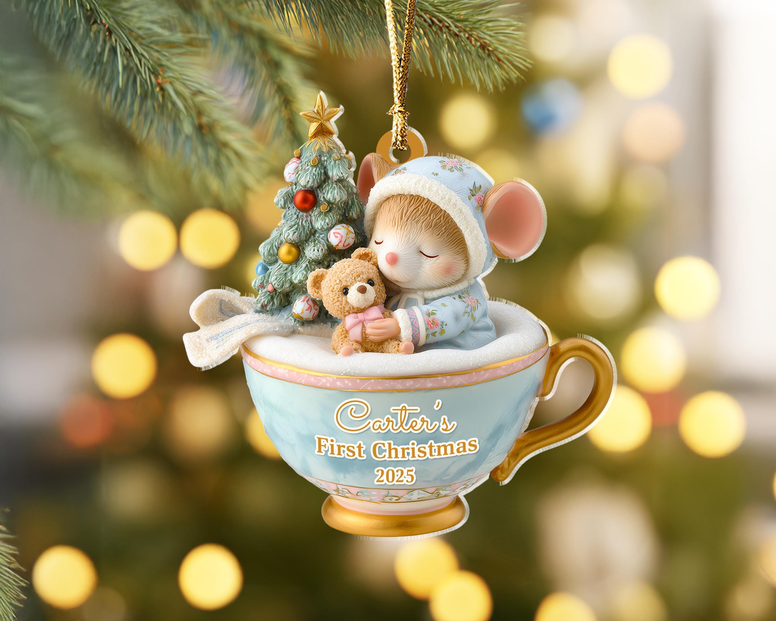 Personalized Baby's 1st Christmas Ornament, Newborn Ornament, Baby's First Christmas Gift, New Baby Ornament, Baby Shower Gift, Xmas Decor