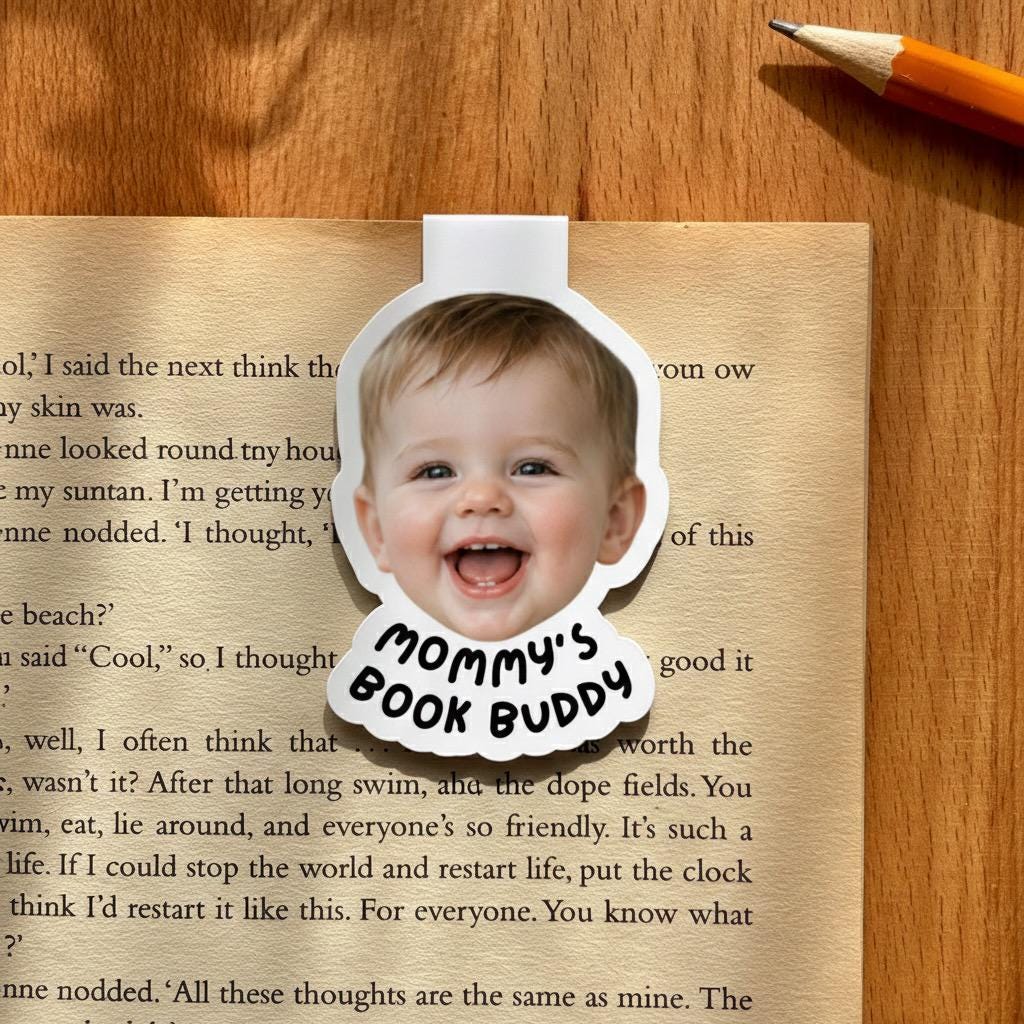 Custom Face Magnetic Bookmark Set, Personalized Photo Bookmark, Bulk Reader Gift, Family Face Magnet for Books - Add Your Text