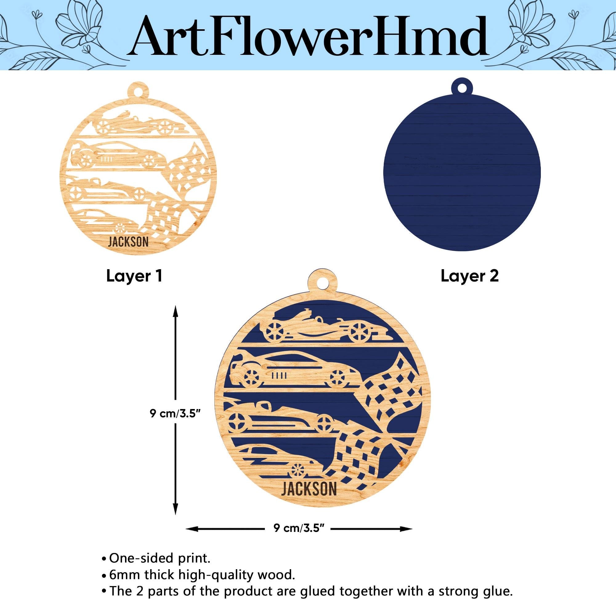 Personalized Family Layered Wood Ornament, Custom Family Name Christmas Ornament, Christmas Tree Decoration, Christmas Ornament Gift