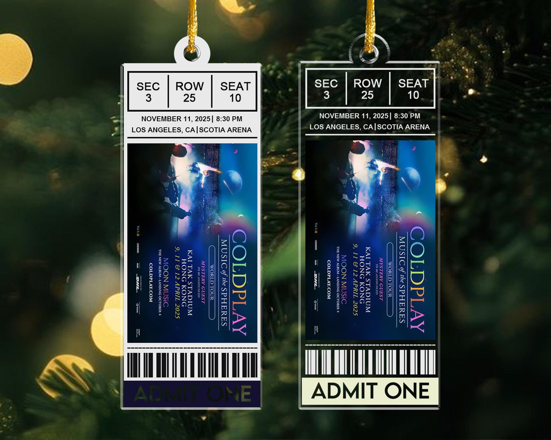 Personalized Concert Ticket Acrylic Ornament: Favorite Music Keepsake Gift, Personalized Music Event Keepsake, Any Band, Concert, Live Show