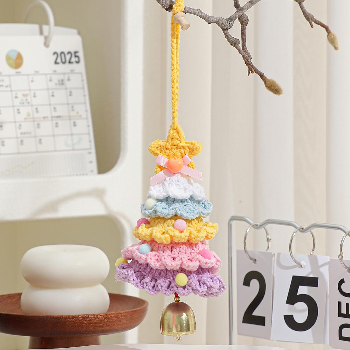 Hand-Knitted Cotton Christmas Tree Ornament: Festive Holiday Charm