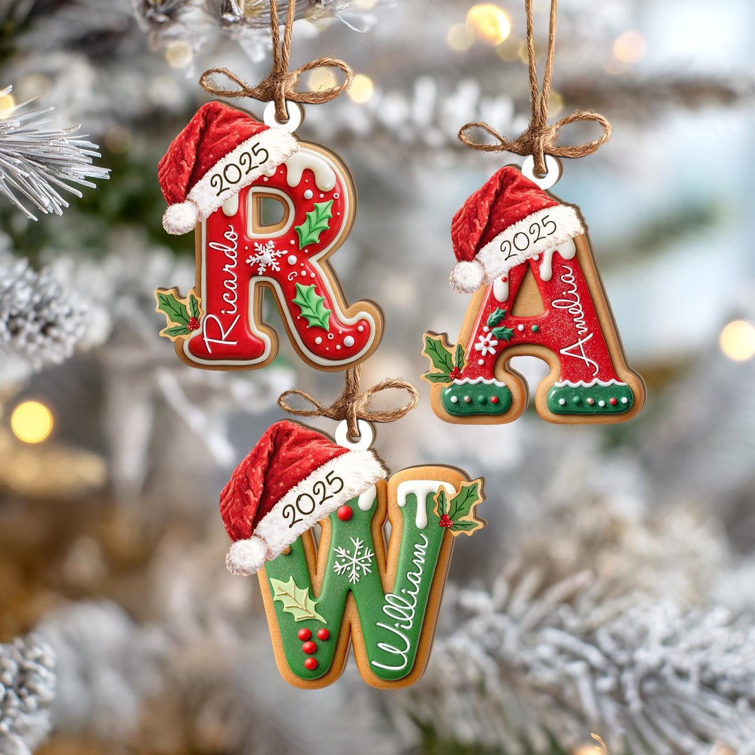 Personalized Gingerbread Letter Ornament, Custom Kids Name Ornament, Stocking Tag for Christmas, Kids Christmas Gift, Christmas Ornament