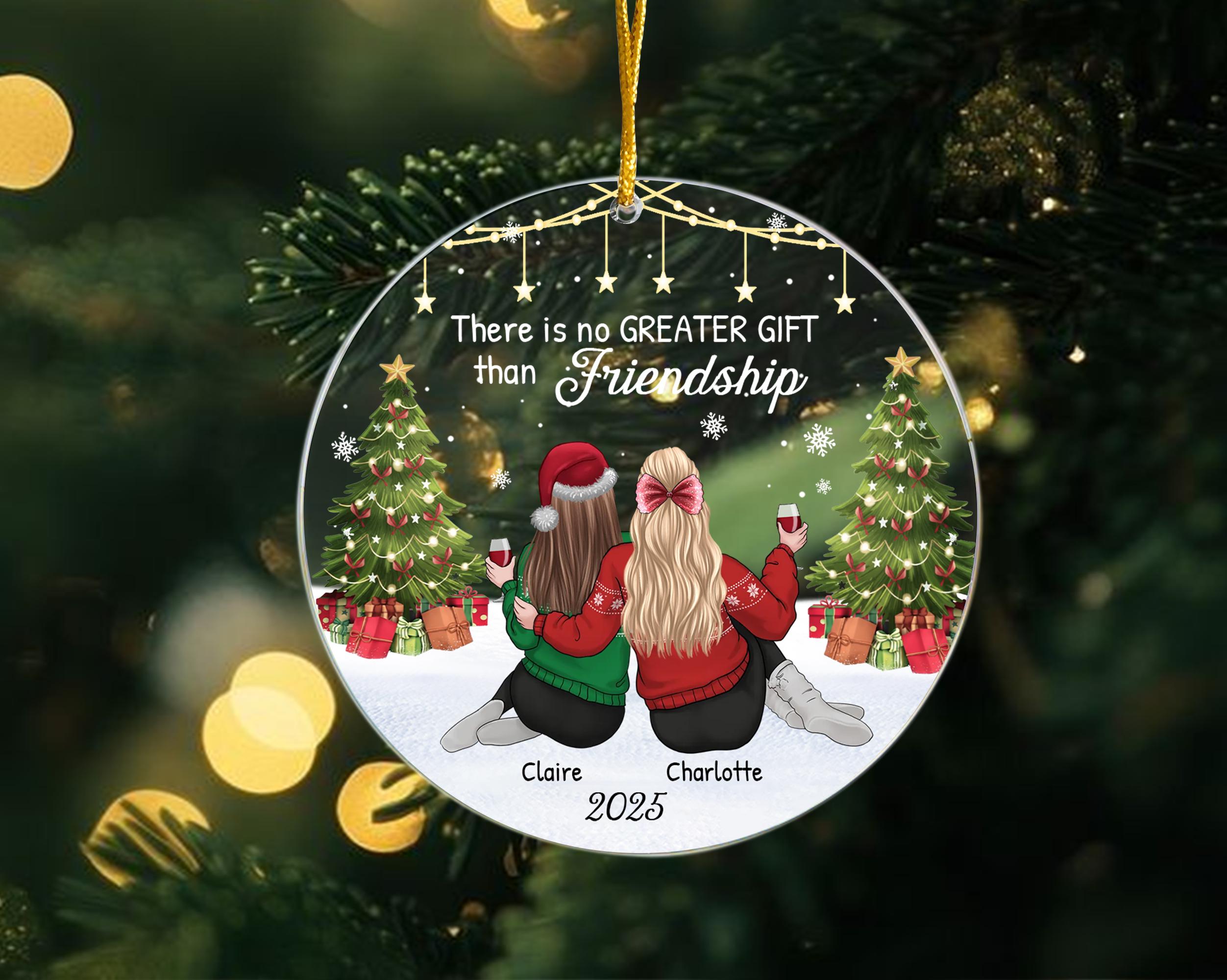 Personalized Best Friend Ornament 2025, There Is No Greater Gift Than Friendship Glass Ornament,Gift for Friend, Friends Christmas Keepsake