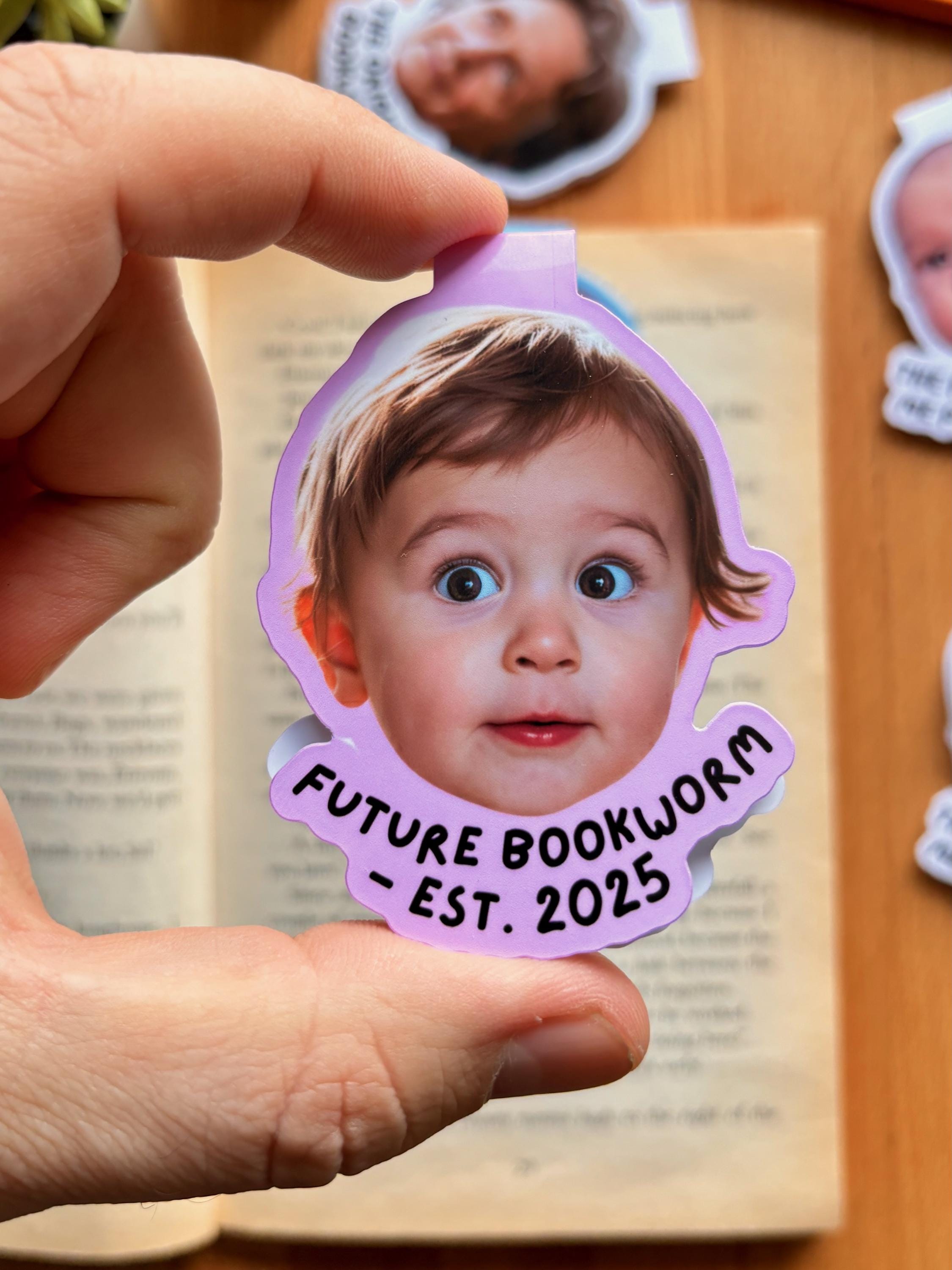 Custom Face Magnetic Bookmark Set, Personalized Photo Bookmark, Bulk Reader Gift, Family Face Magnet for Books - Add Your Text