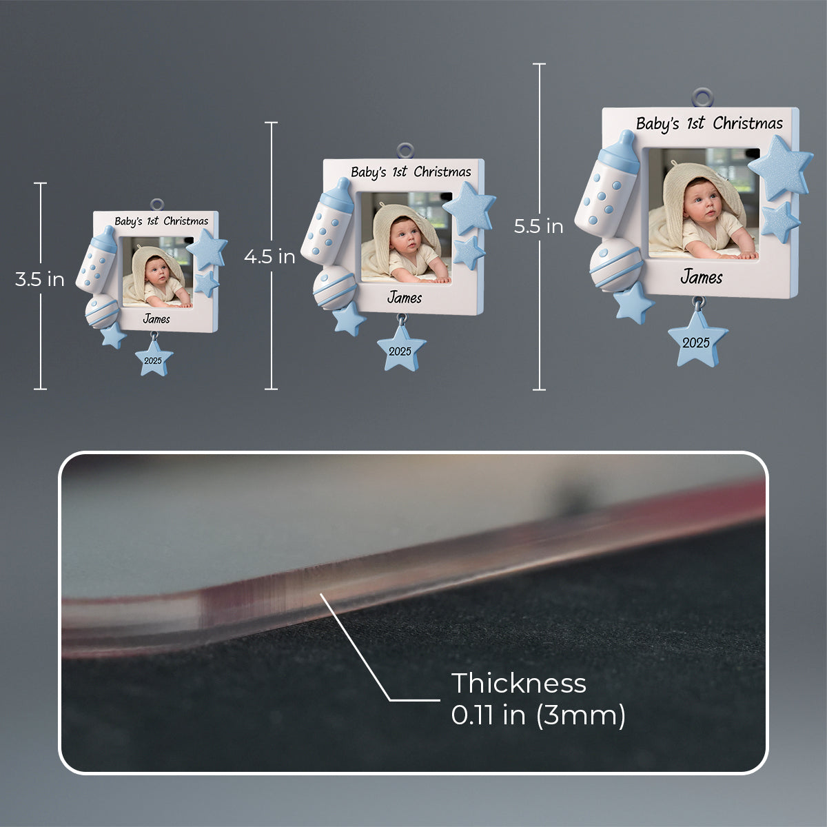 Personalized Baby's First Christmas Picture Frame Christmas Ornament Perfect Gift for Baby/Kid Custom Ornament - Christmas Ornament