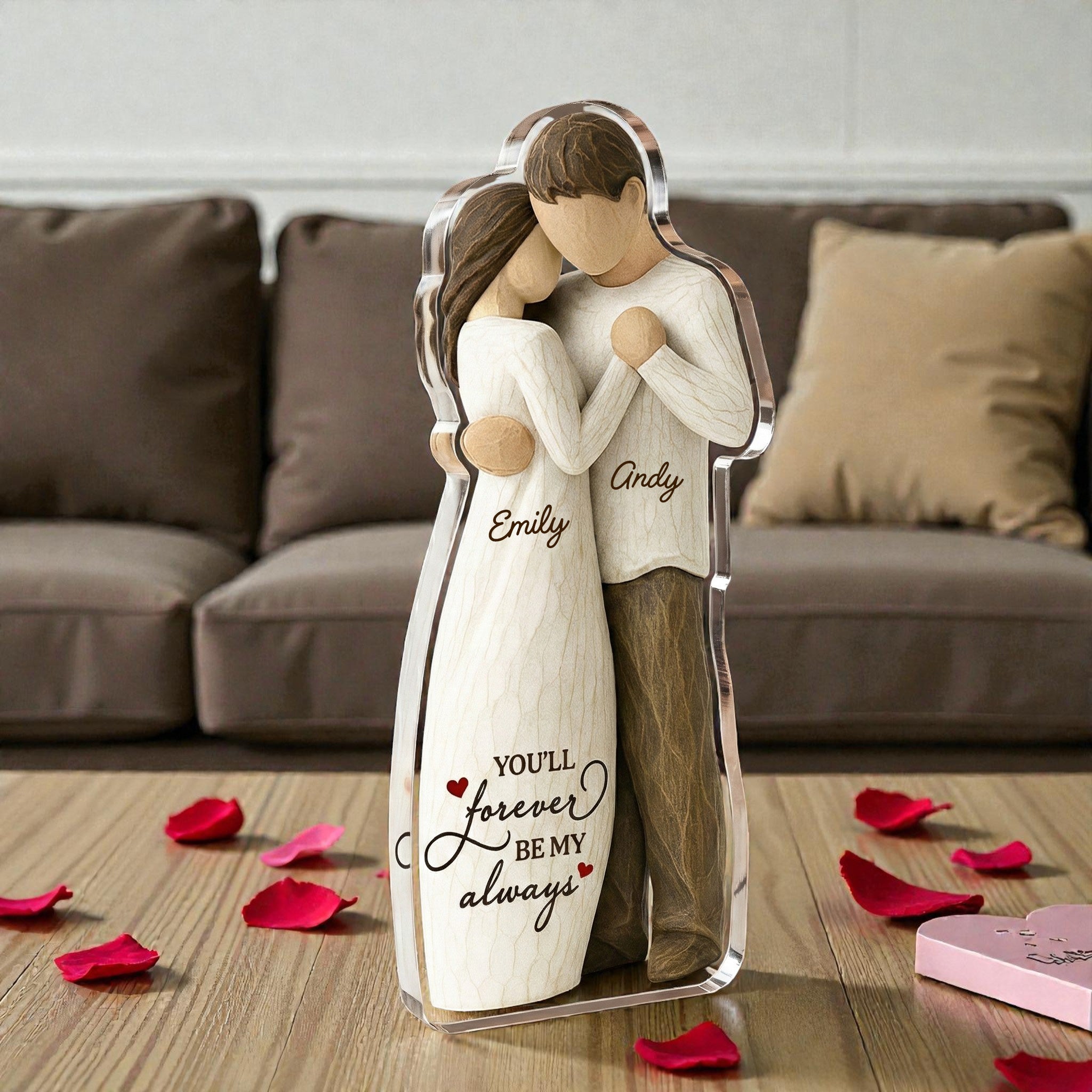 Couple Sitting Side By Side - Forever be my always - Personalized Acrylic Block Plaque