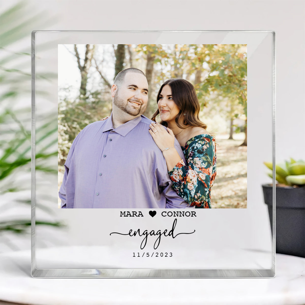 Personalized Engagement Photo Block, Engagement Gifts, Engaged Acrylic Photo Gift, Couple Gifts, Engagement Keepsake Memory Block