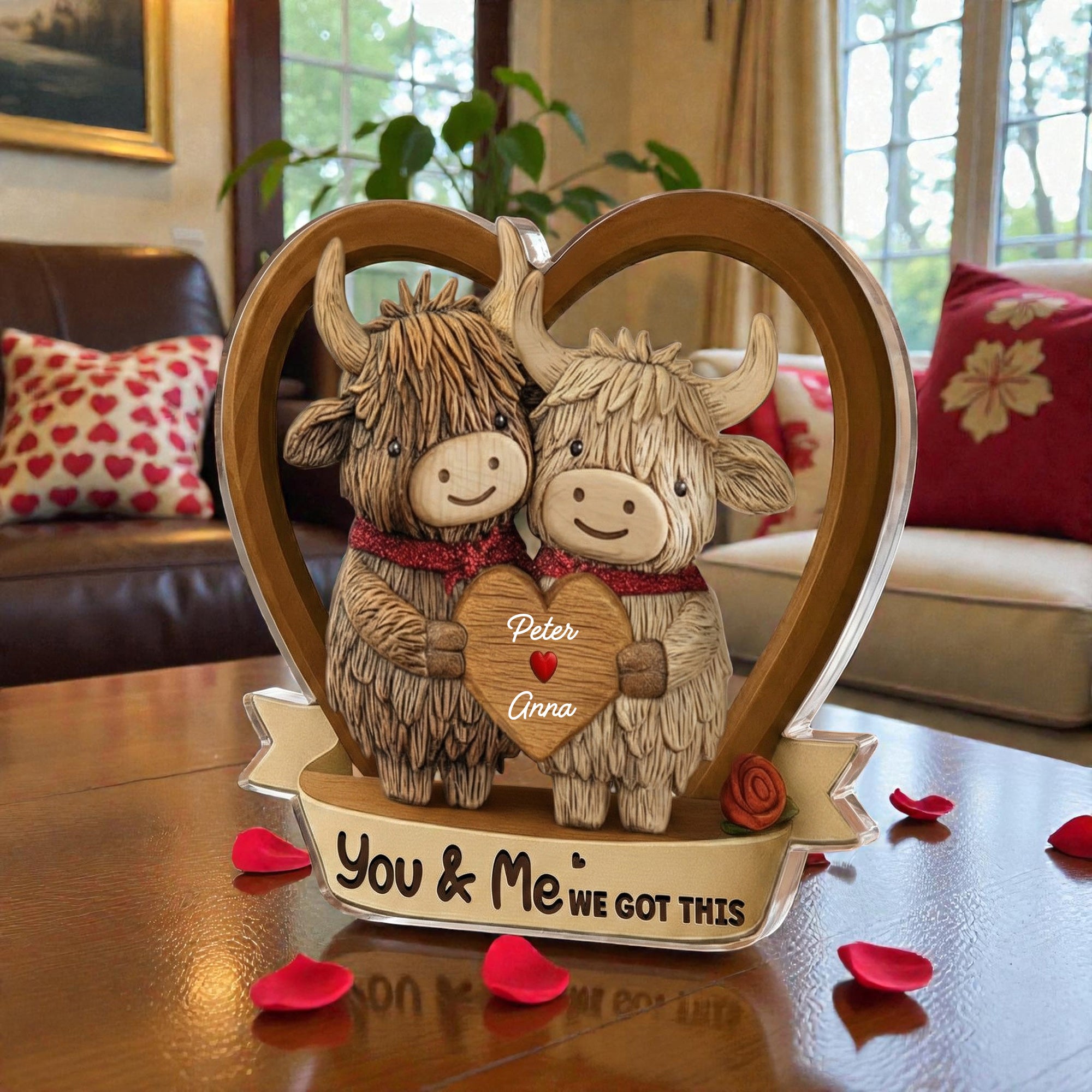 Highland Cows Couple - We got this -  Personalized Acrylic Block Plaque