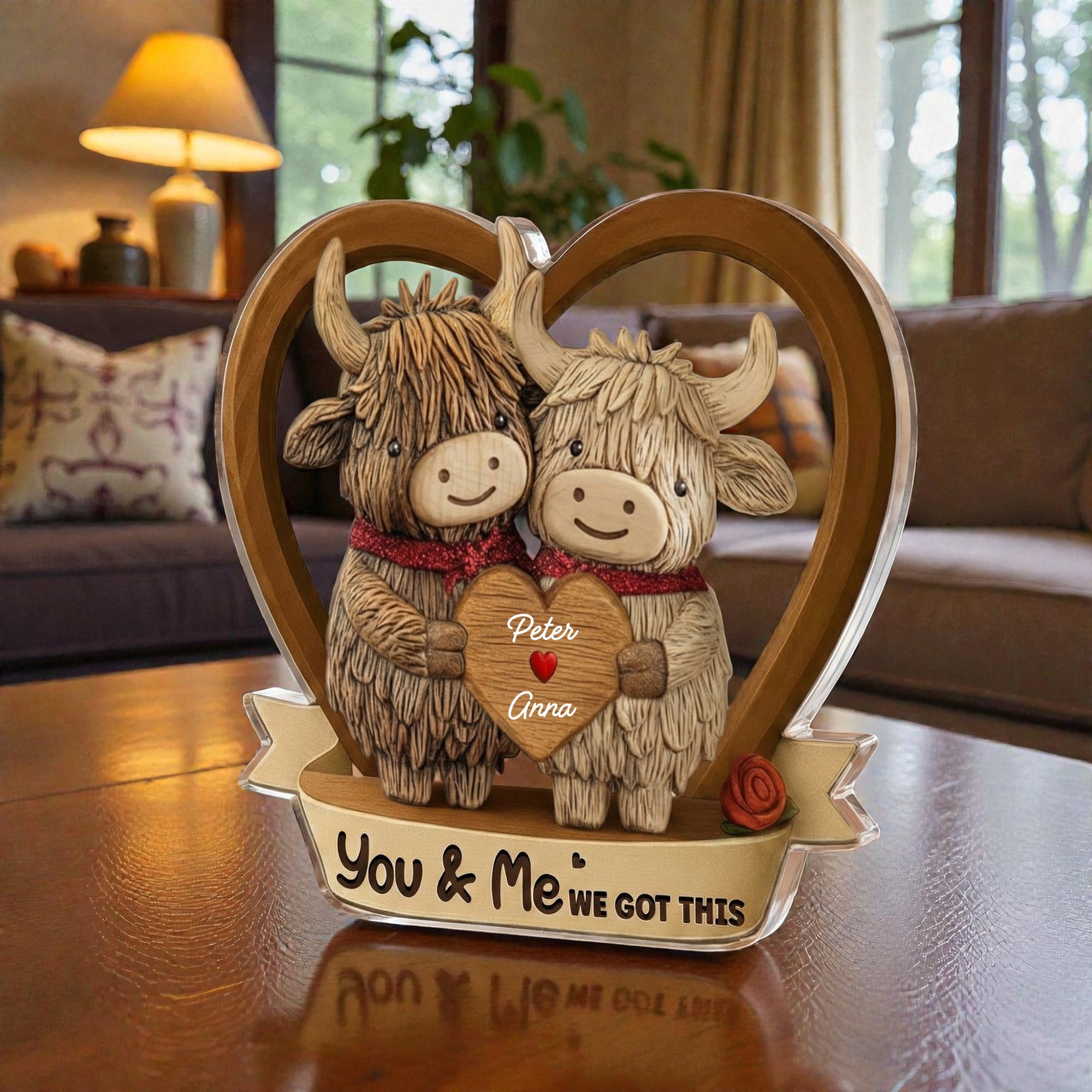 Highland Cows Couple - We got this -  Personalized Acrylic Block Plaque