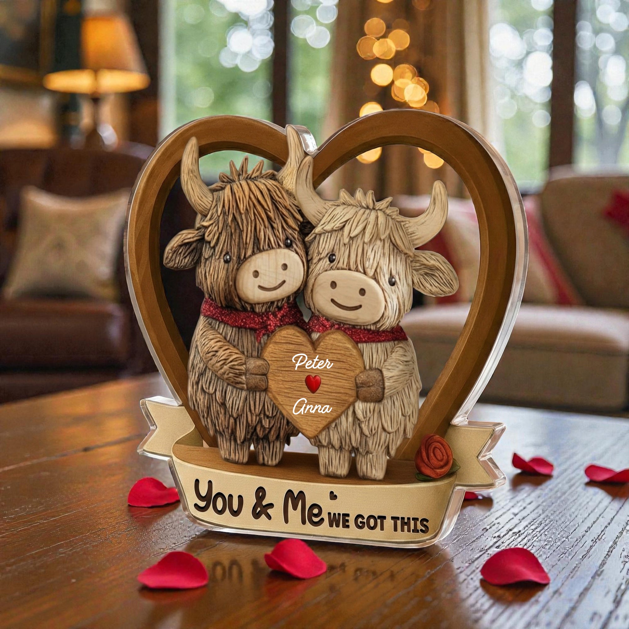 Highland Cows Couple - We got this -  Personalized Acrylic Block Plaque