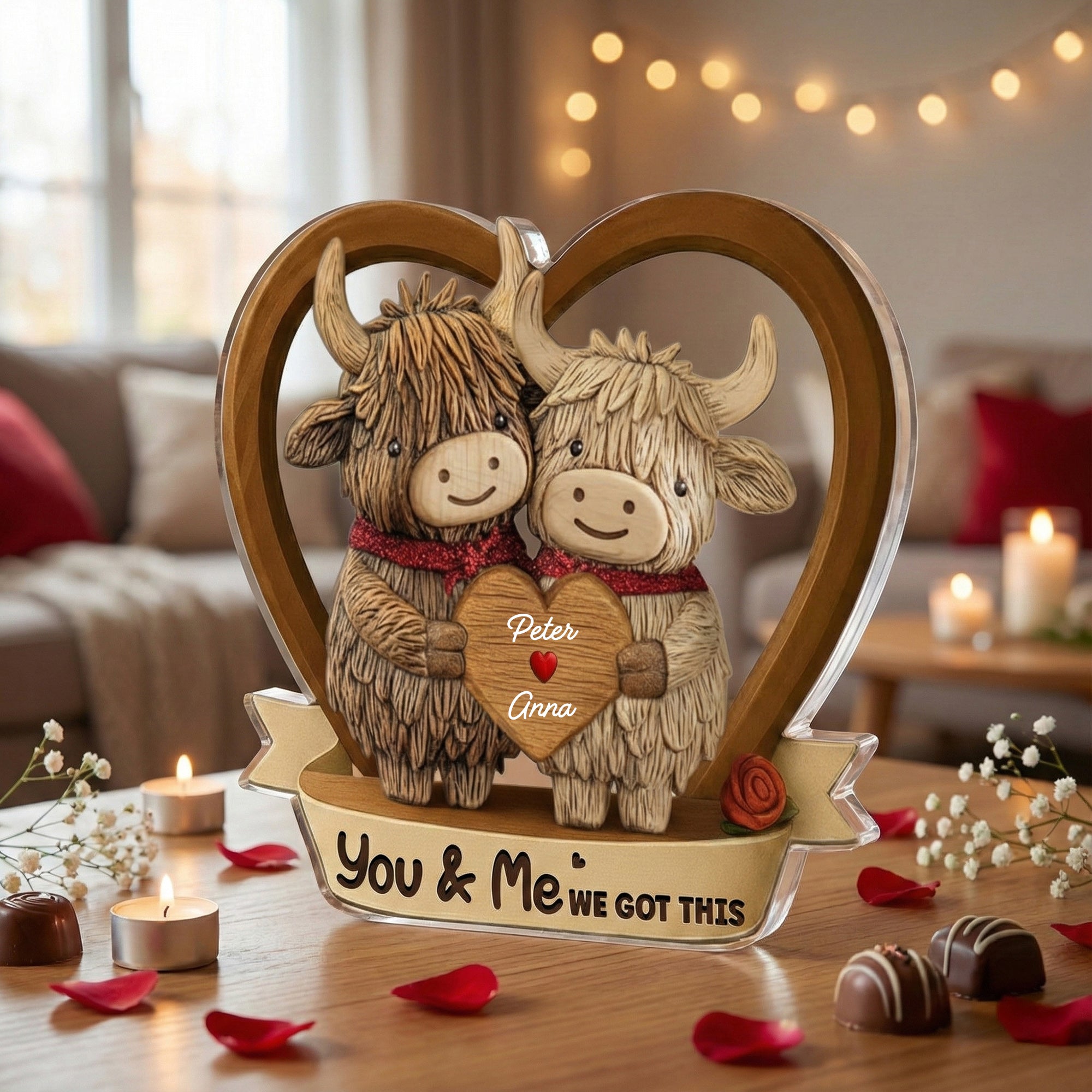 Highland Cows Couple - We got this -  Personalized Acrylic Block Plaque
