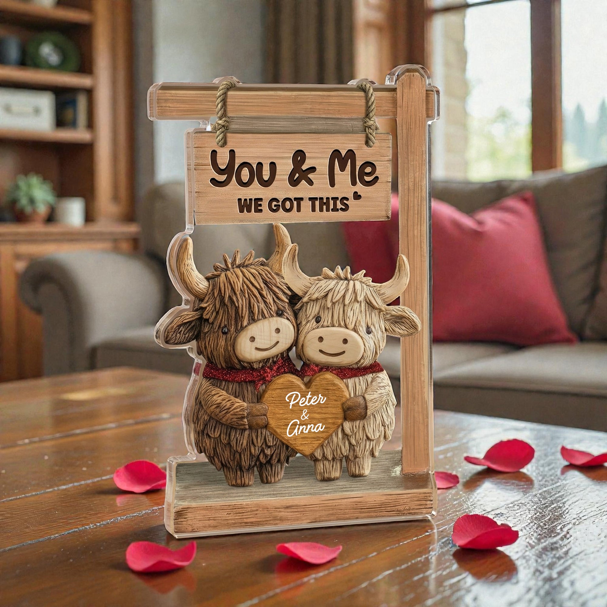 Highland Cows Couple - Personalized Acrylic Block Plaque