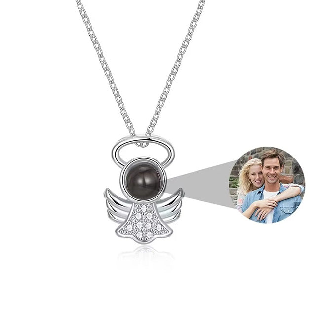 Custom Photo Necklace Projection Necklace with Picture I Love You 100 Languages Personalized Necklace Jewelry Gifts for Women