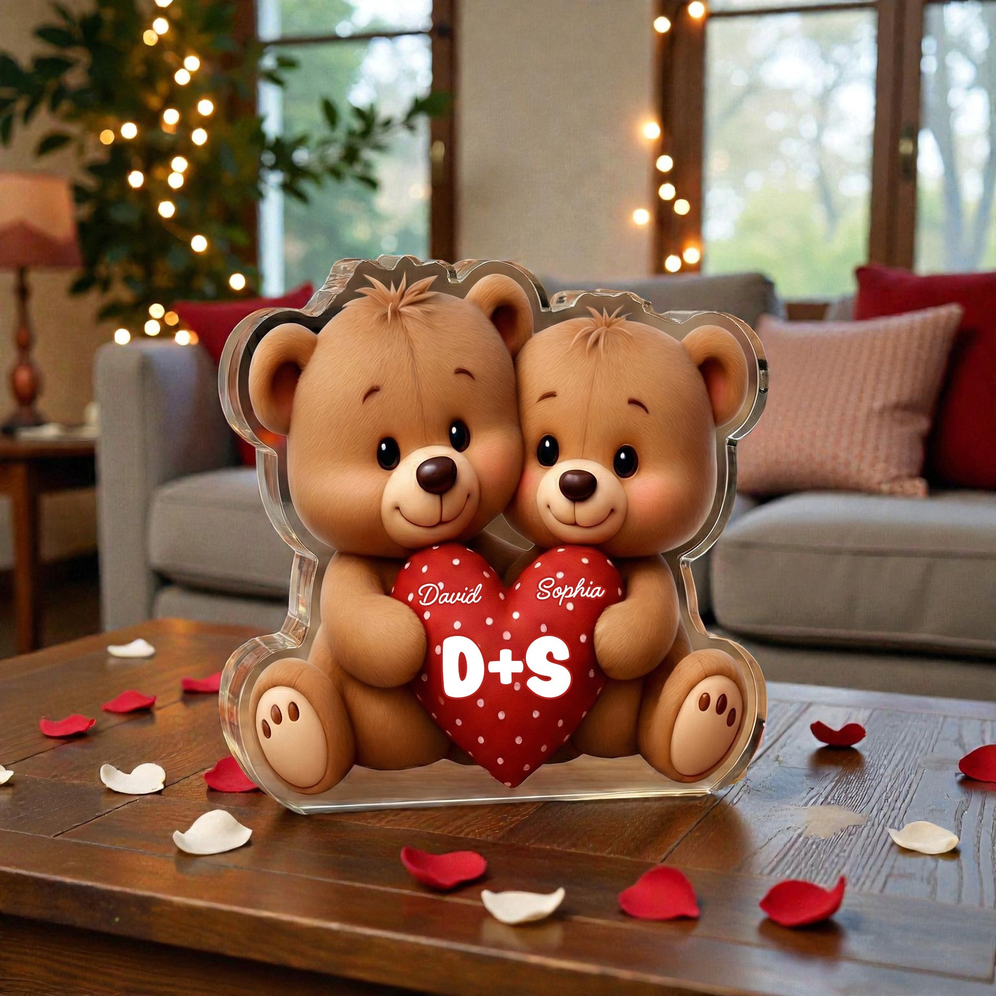 Loving Bear Couple - Personalized Acrylic Block Plaque