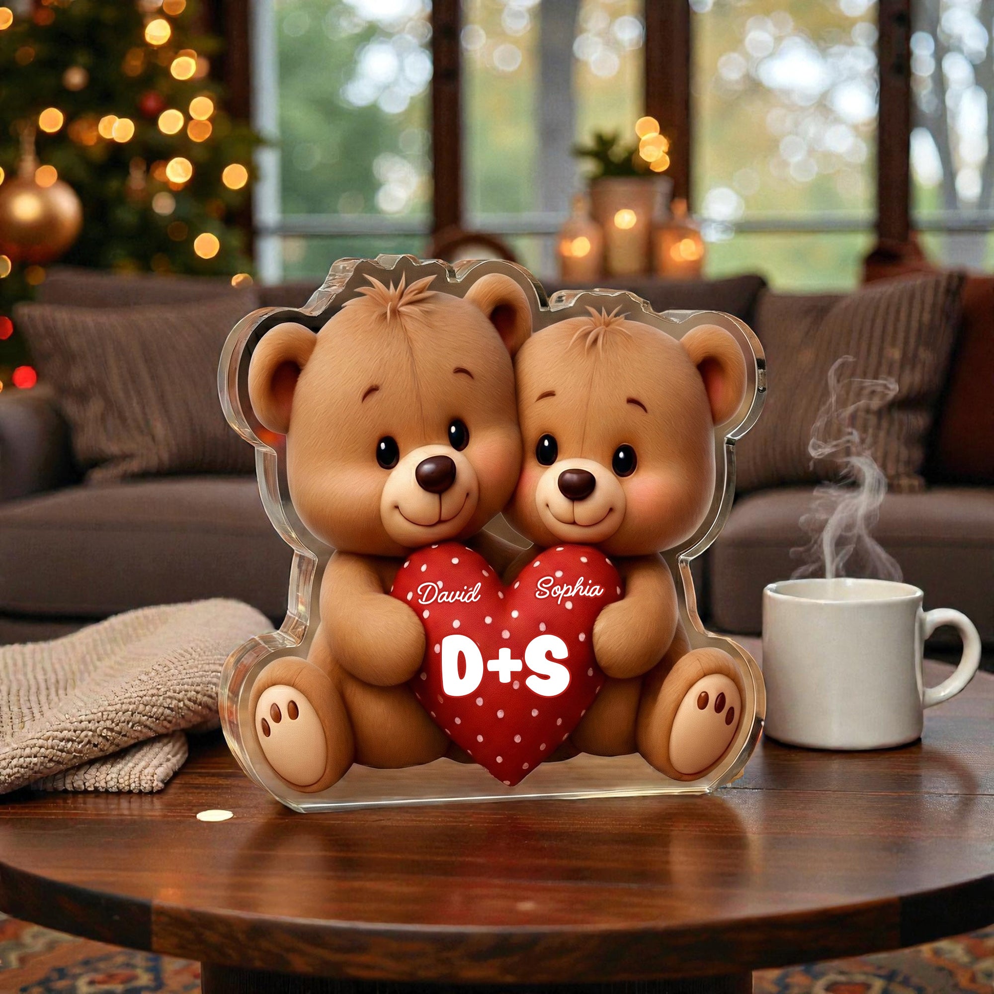 Loving Bear Couple - Personalized Acrylic Block Plaque