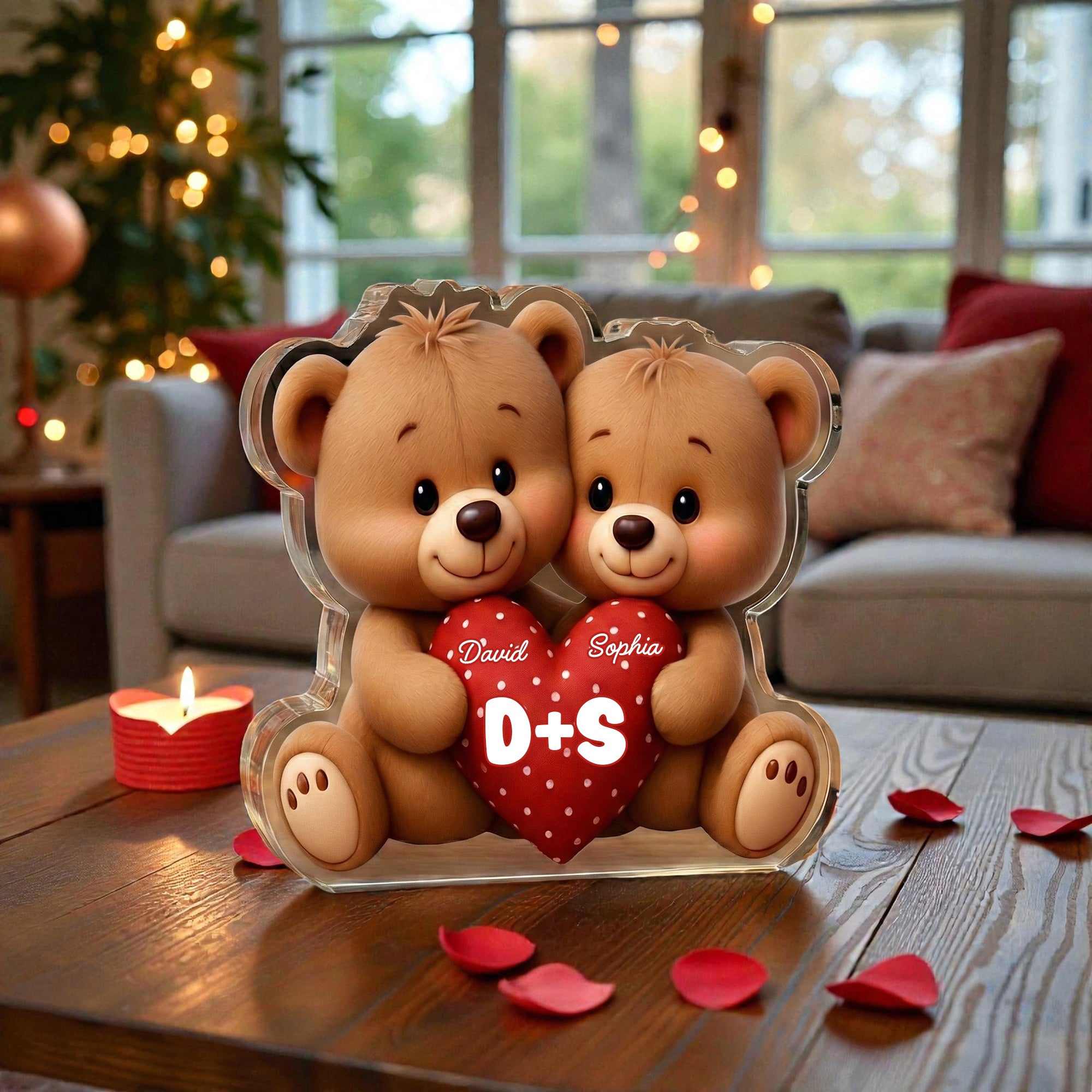 Loving Bear Couple - Personalized Acrylic Block Plaque