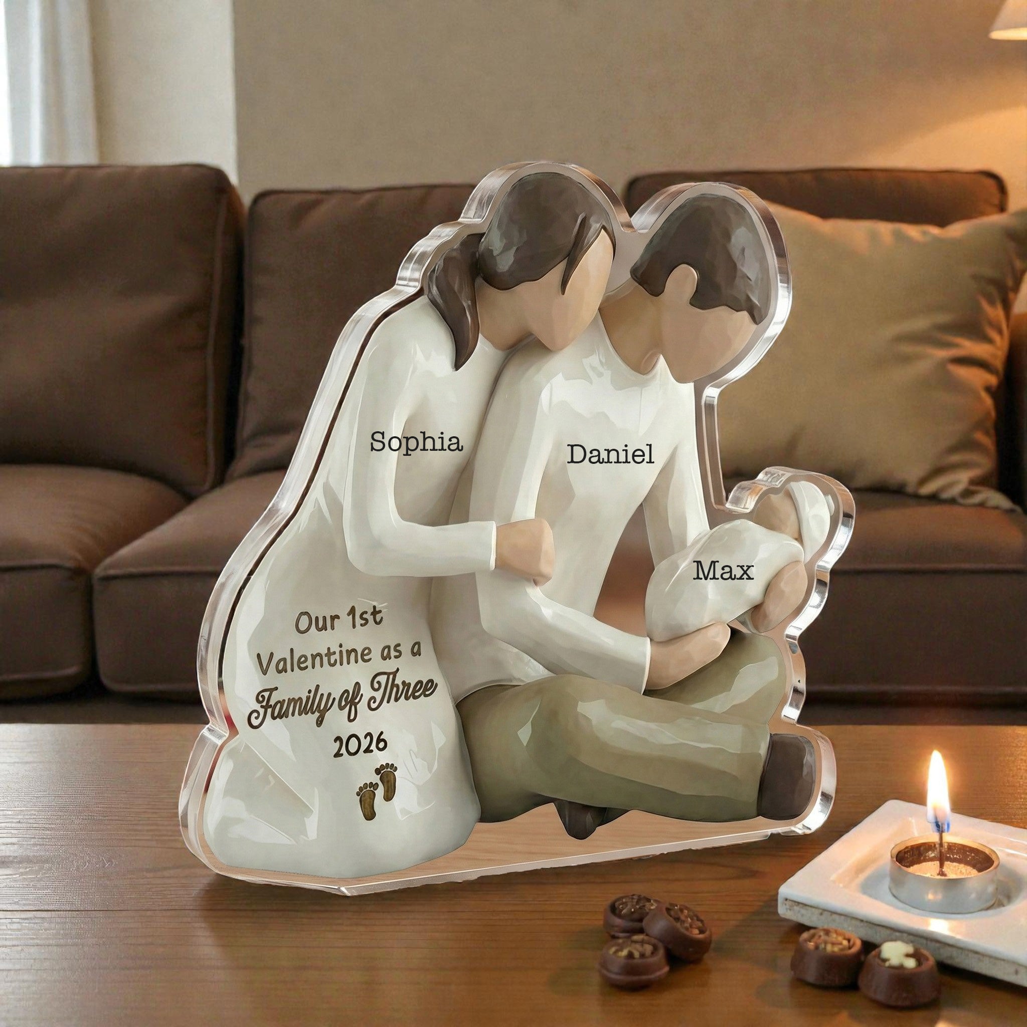 My family valentine with dog - Personalized Acrylic Block Plaque