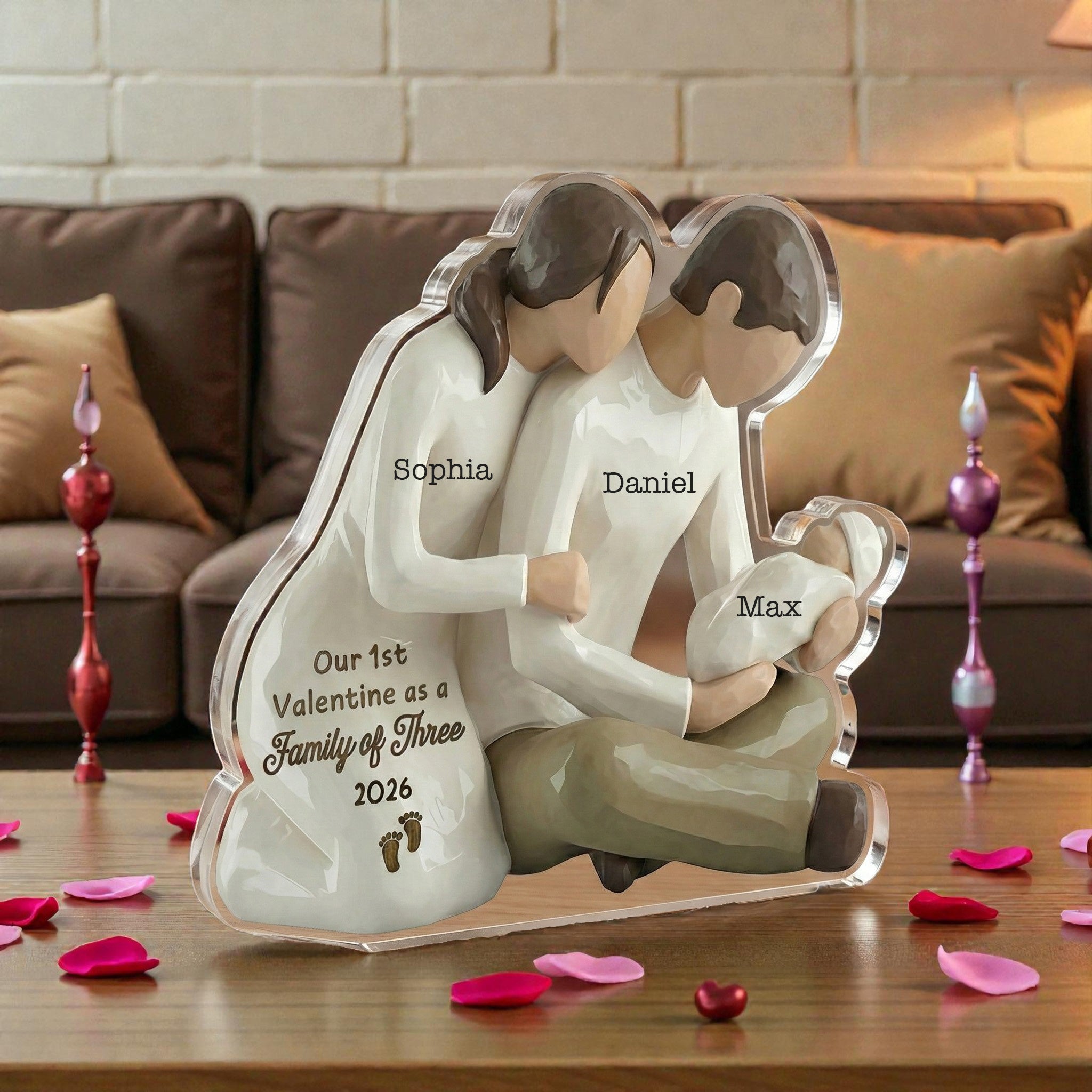 My family valentine with dog - Personalized Acrylic Block Plaque