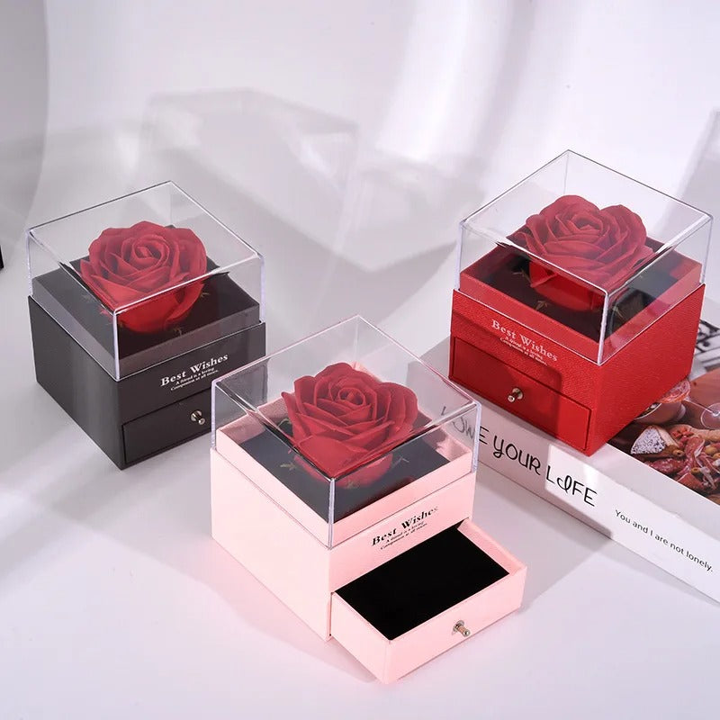 Jewelry Box with Rose Flower