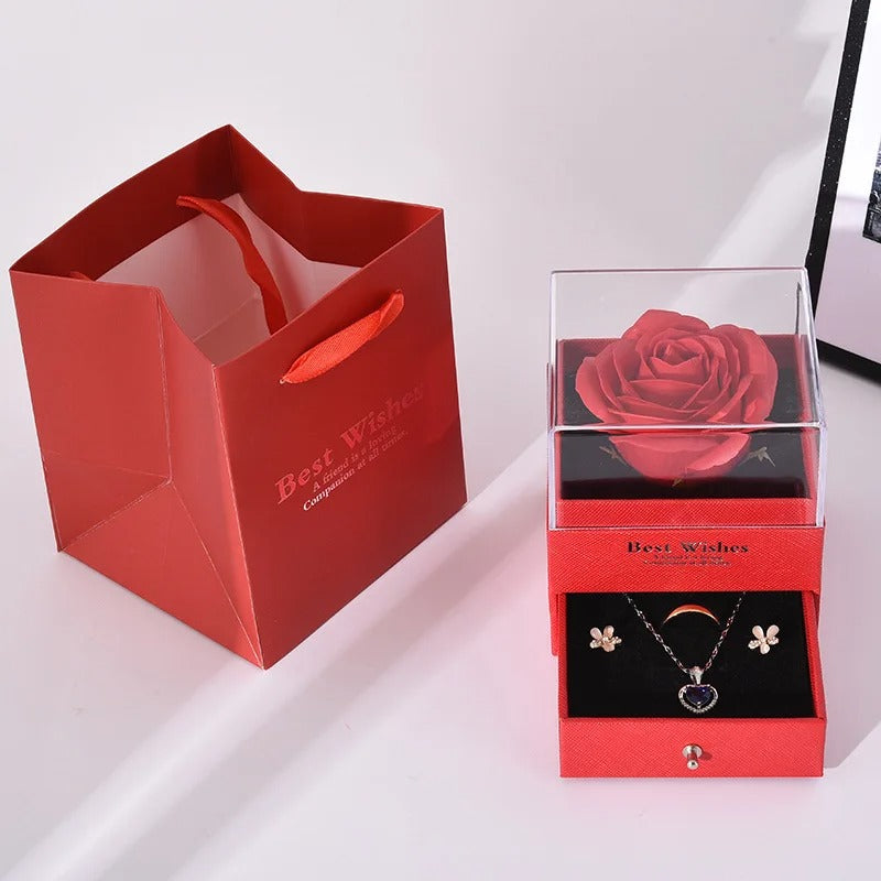 Jewelry Box with Rose Flower