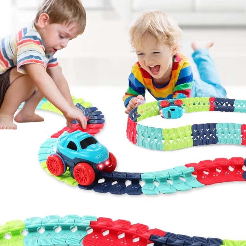 Kid Changeable Track with LED Magic Race Car Racing Track Set Flexible Railway Assembled Roller Gift for Boy Toy 3-14 Years Old