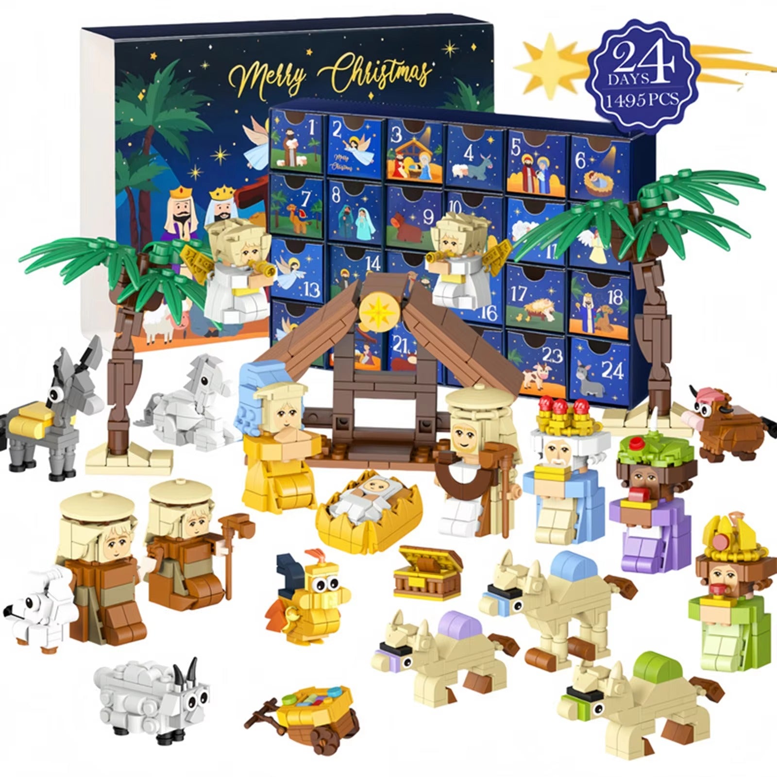 Advent Countdown Calendar Nativity Advent Calendar 2025 Building Blocks 24 Days Building Blocks Kits Gifts for Kids Adults