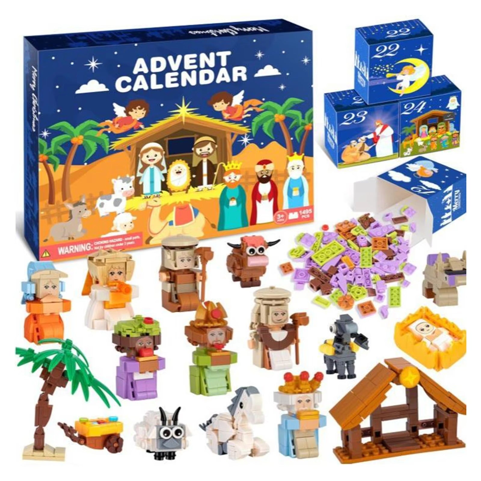 Advent Countdown Calendar Nativity Advent Calendar 2025 Building Blocks 24 Days Building Blocks Kits Gifts for Kids Adults