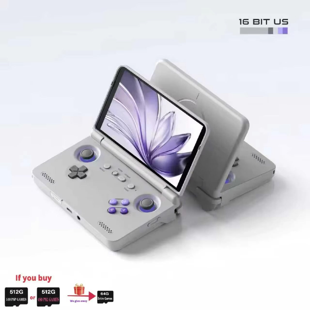 Retroid Pocket Flip 2 Retro Video Game Console Retro Handheld Game Console 5.5Inch AMOLED Screen PSP PS2 Android13 RPFlip2 Gift