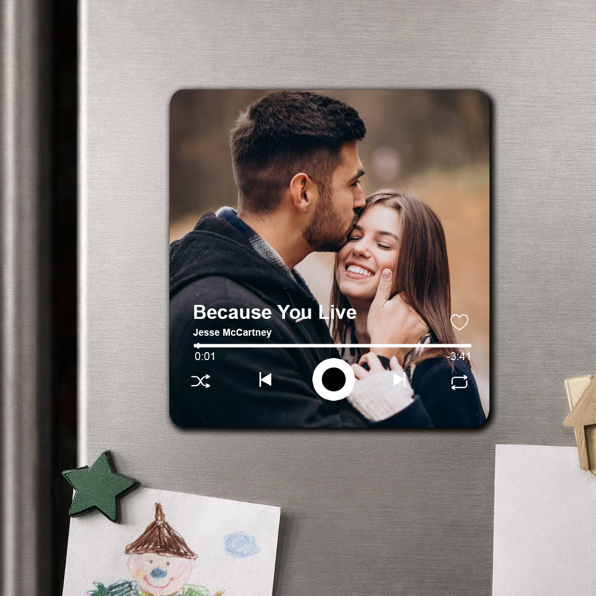 Custom Music Fridge Magnet, Personalized Photo & Music Fridge Magnet, Play Whole Song Music Box, Voicemail Keepsake Anniversary Gift for Him