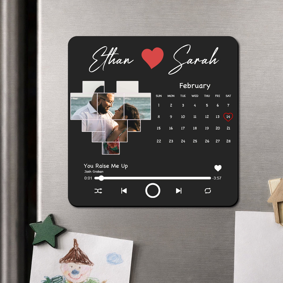 Custom Music Fridge Magnet, Personalized Photo & Music Fridge Magnet, Play Whole Song Music Box, Voicemail Keepsake Anniversary Gift for Him