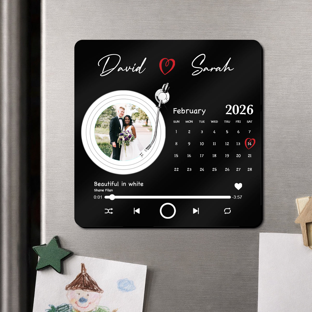 Custom Music Fridge Magnet, Personalized Photo & Music Fridge Magnet, Play Whole Song Music Box, Voicemail Keepsake Anniversary Gift for Him