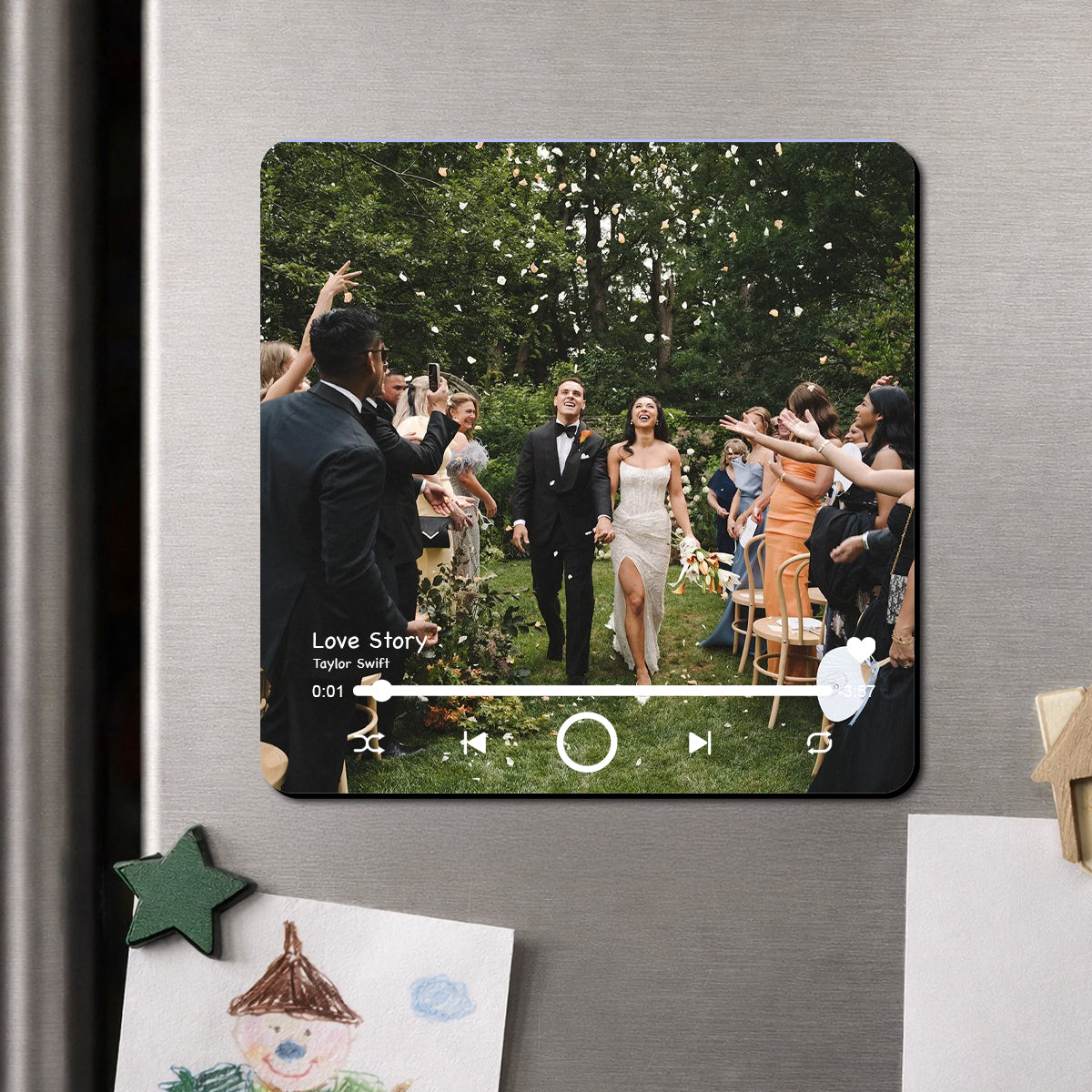 Custom Music Fridge Magnet, Personalized Photo & Music Fridge Magnet, Play Whole Song Music Box, Voicemail Keepsake Anniversary Gift for Him