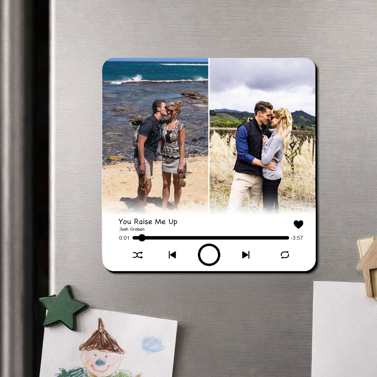 Custom Music Fridge Magnet, Personalized Photo & Music Fridge Magnet, Play Whole Song Music Box, Voicemail Keepsake Anniversary Gift for Him