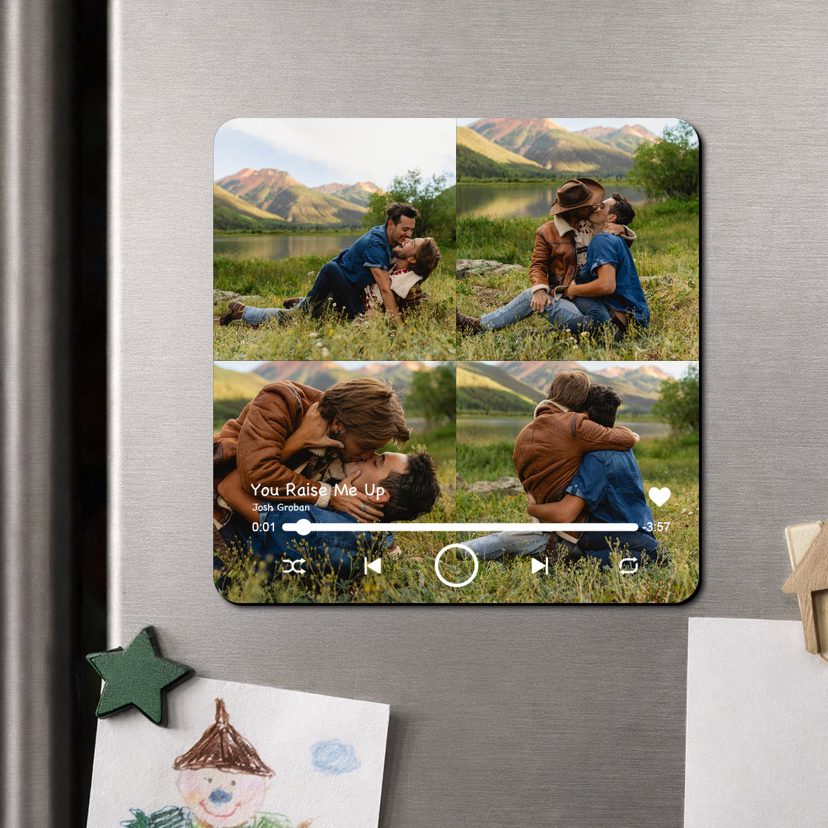 Custom Music Fridge Magnet, Personalized Photo & Music Fridge Magnet, Play Whole Song Music Box, Voicemail Keepsake Anniversary Gift for Him