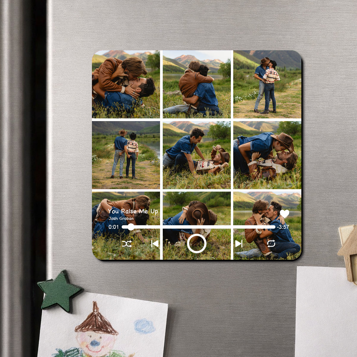Custom Music Fridge Magnet, Personalized Photo & Music Fridge Magnet, Play Whole Song Music Box, Voicemail Keepsake Anniversary Gift for Him