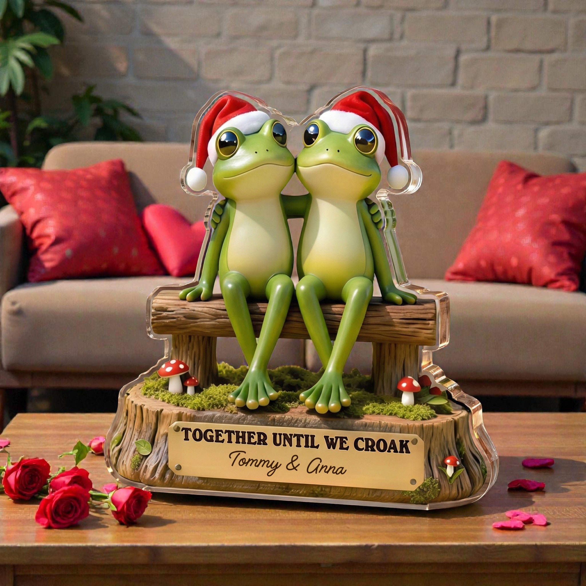 Together Until We Croak With Charming Frog Pair 2- Personalized Acrylic Block Plaque
