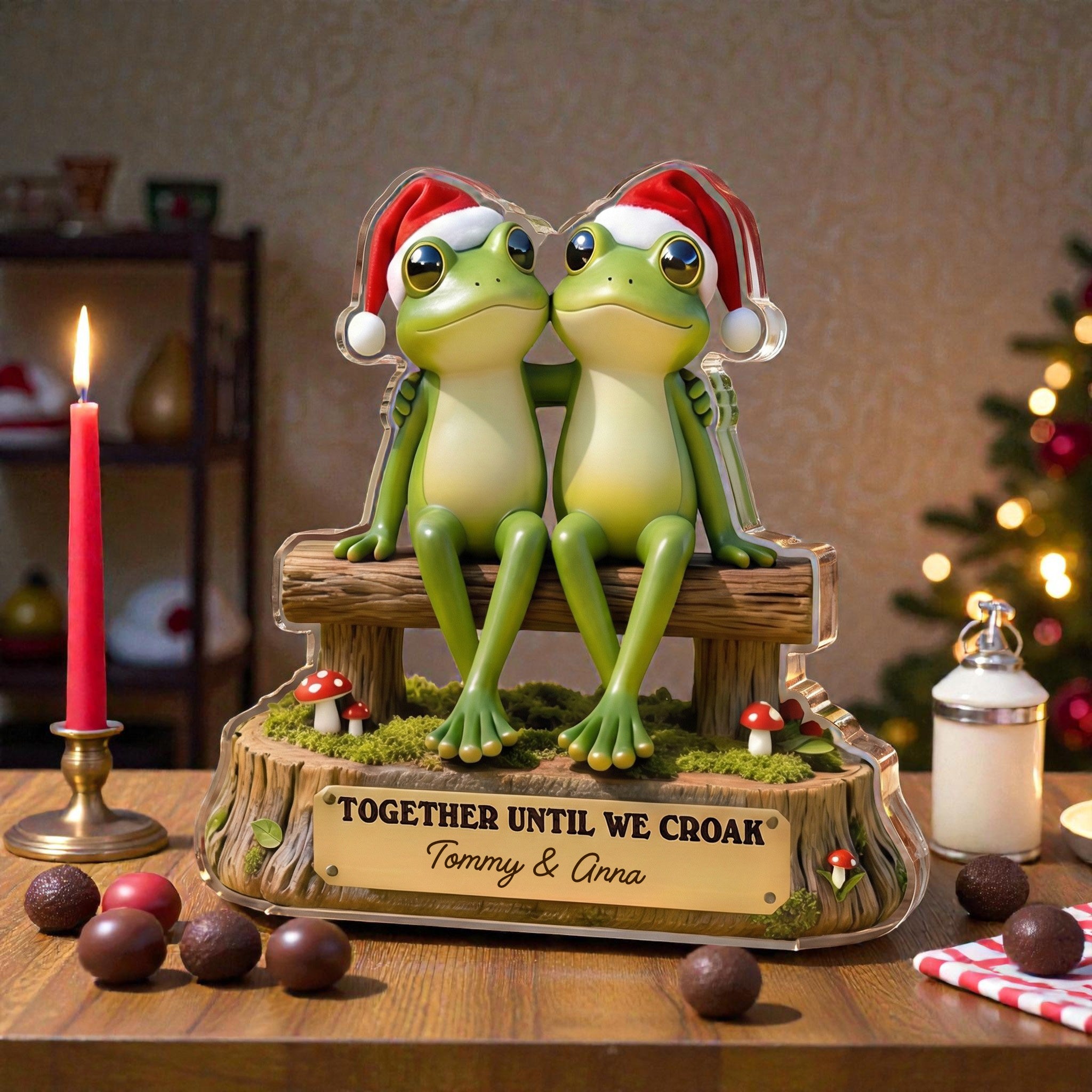 Together Until We Croak With Charming Frog Pair 2- Personalized Acrylic Block Plaque