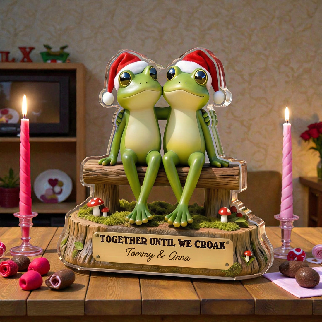 Together Until We Croak With Charming Frog Pair 2- Personalized Acrylic Block Plaque
