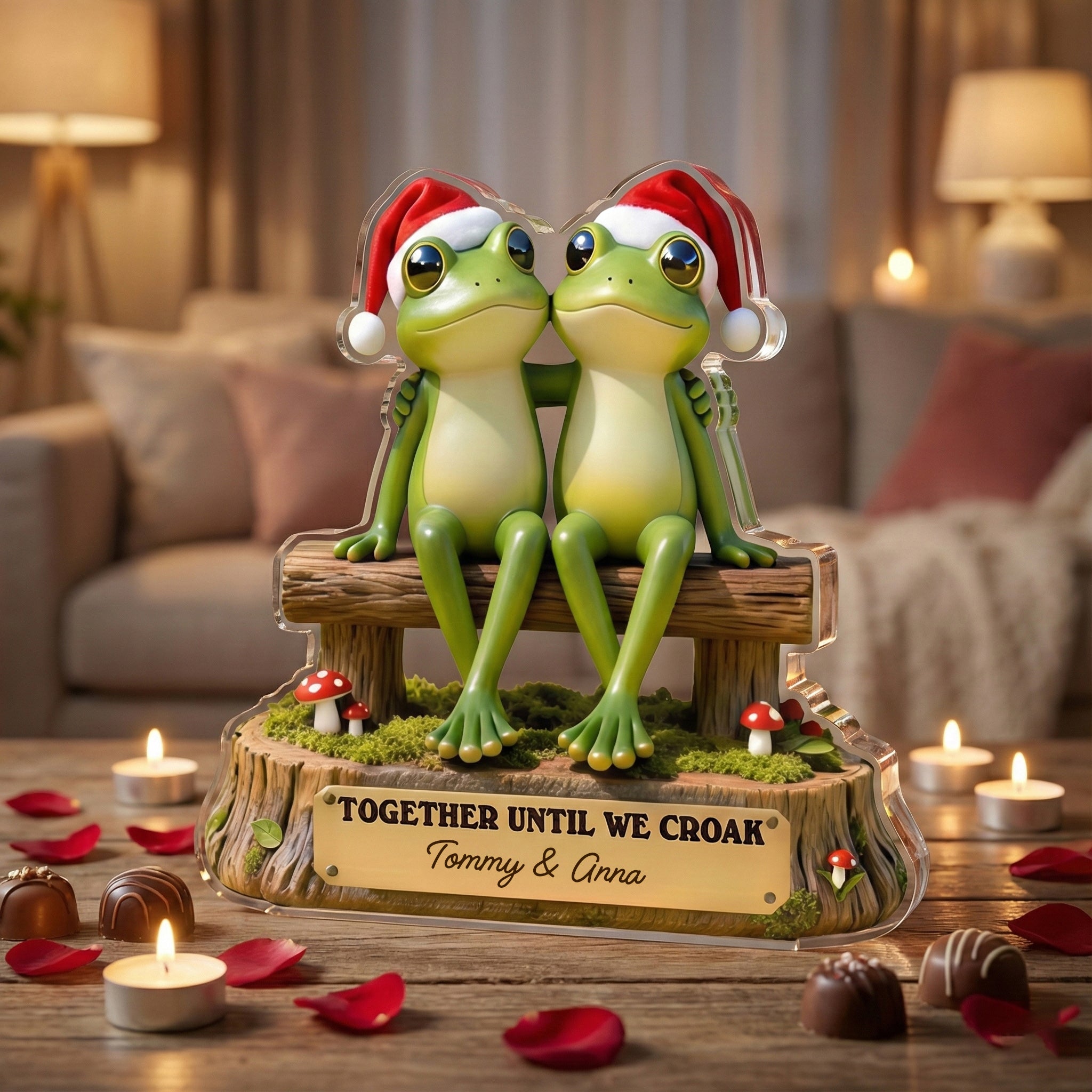 Together Until We Croak With Charming Frog Pair 2- Personalized Acrylic Block Plaque