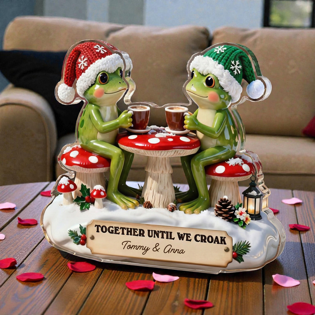 Together Until We Croak With Charming Frog Pair - Personalized Acrylic Block Plaque
