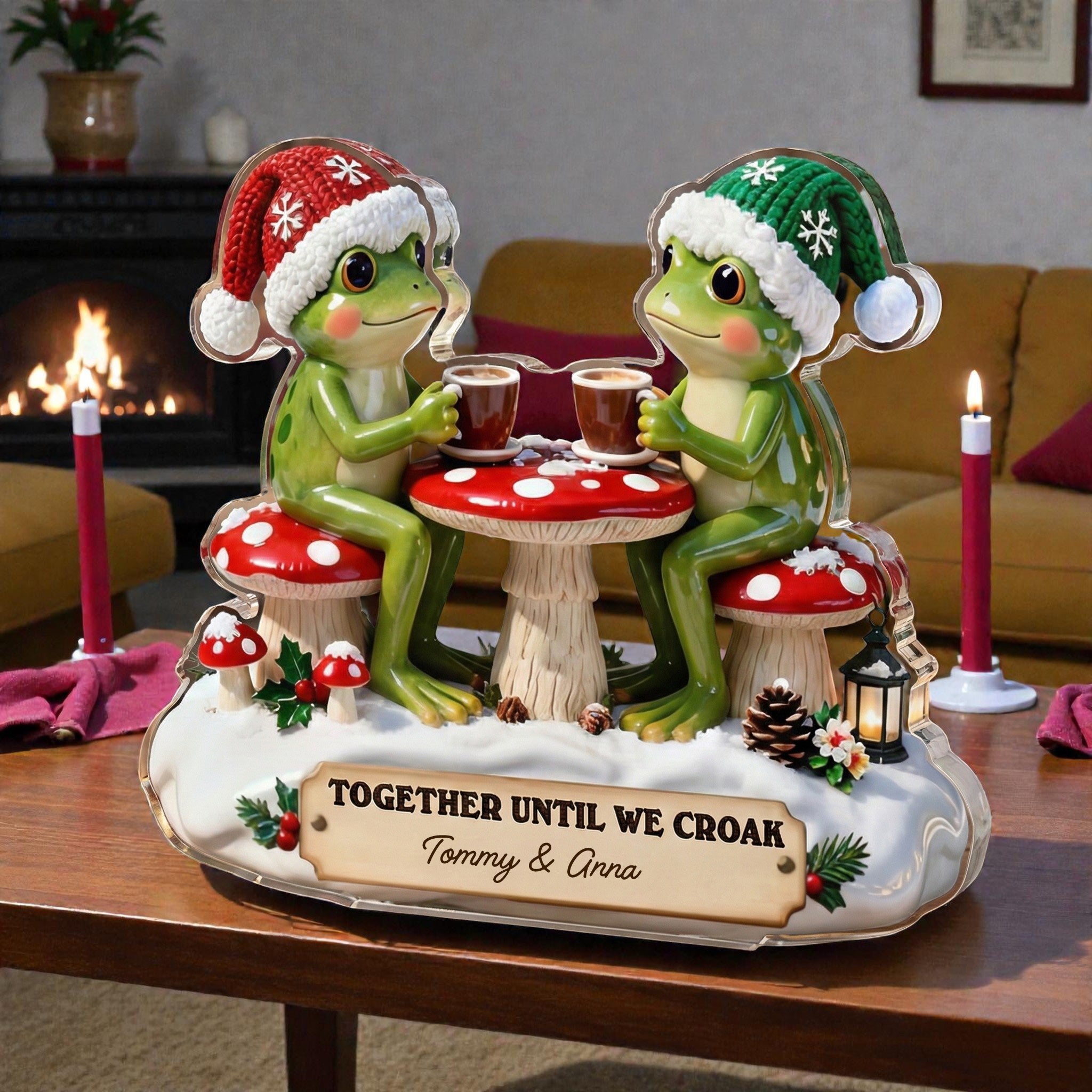 Together Until We Croak With Charming Frog Pair - Personalized Acrylic Block Plaque