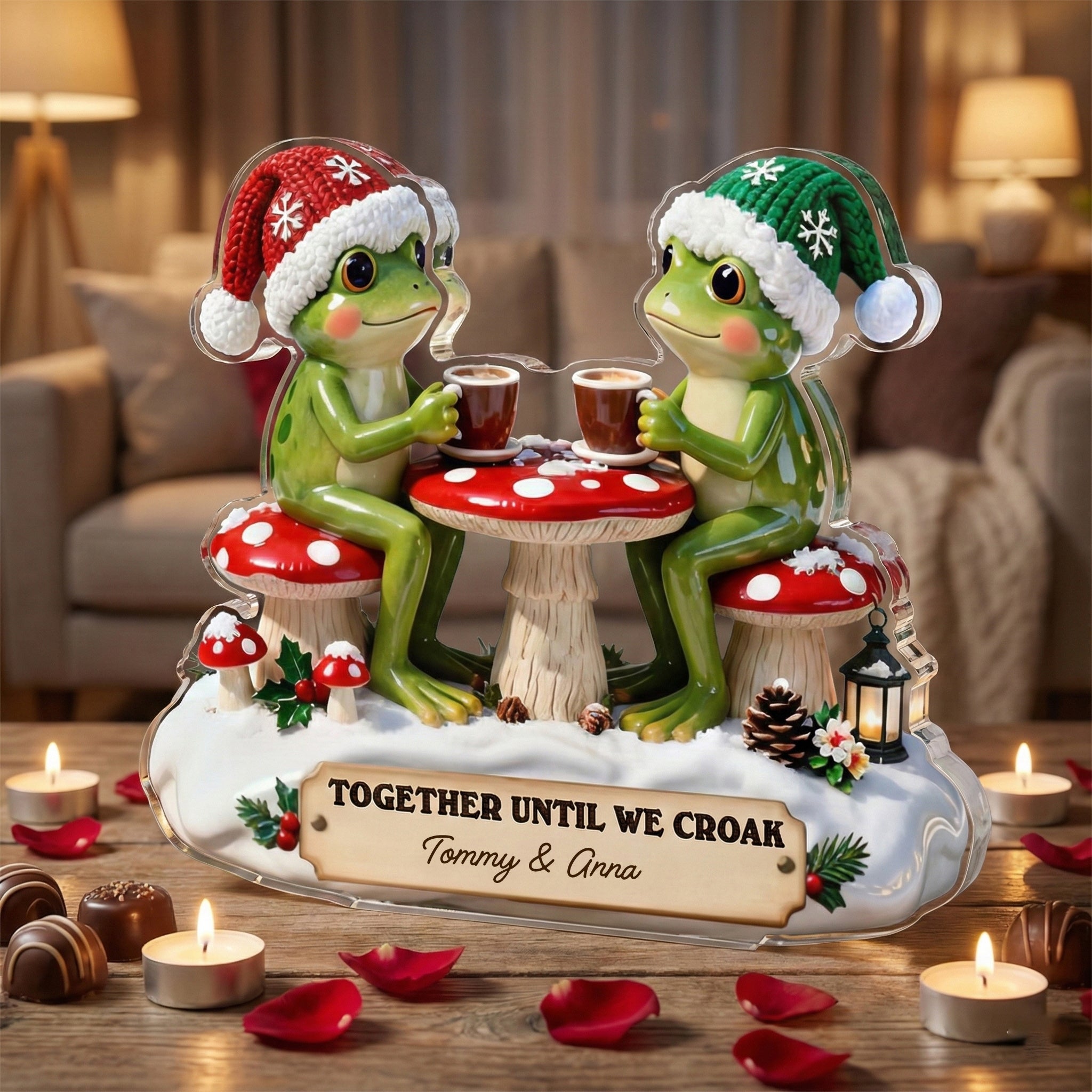 Together Until We Croak With Charming Frog Pair - Personalized Acrylic Block Plaque