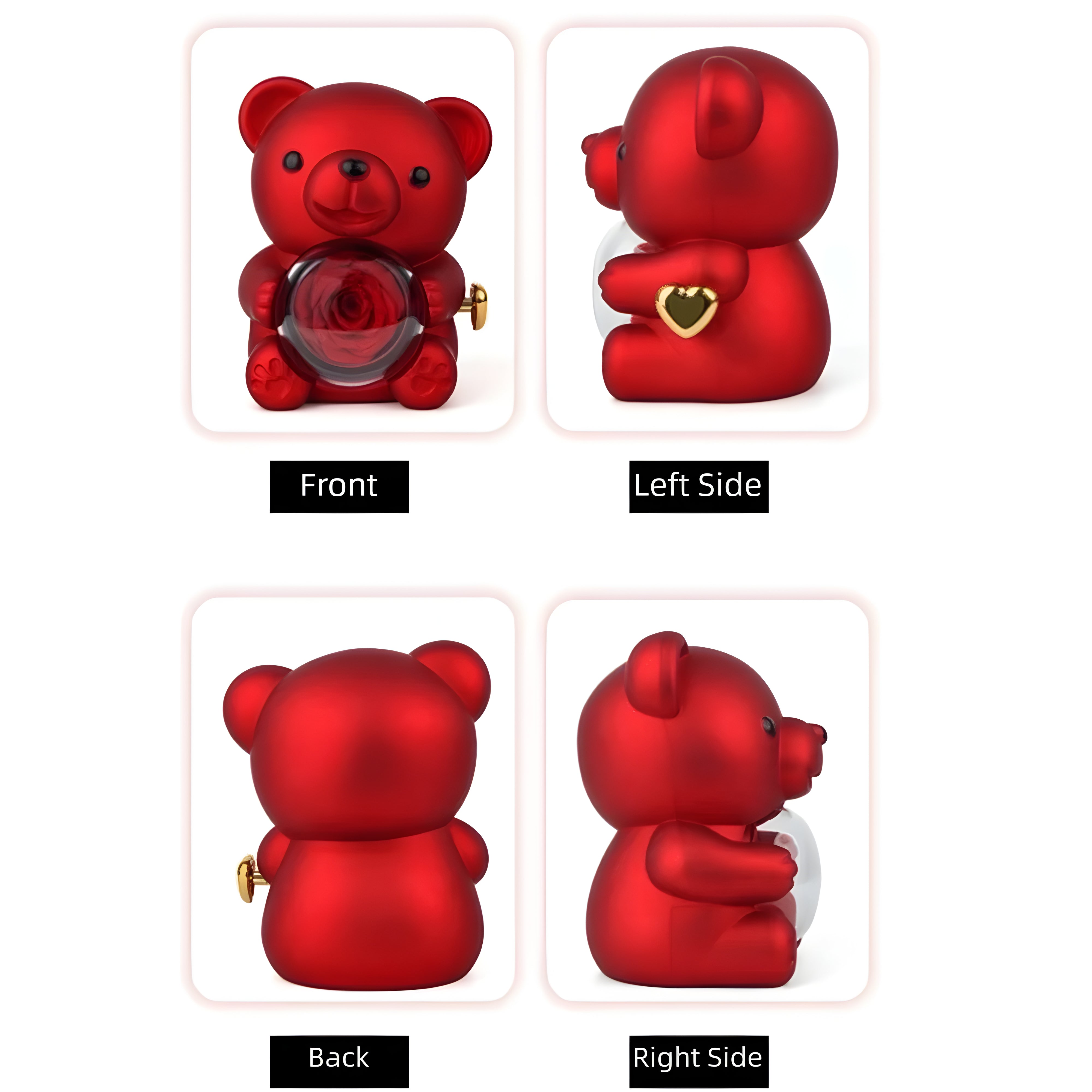 Red Hug Bear Rotating Rose