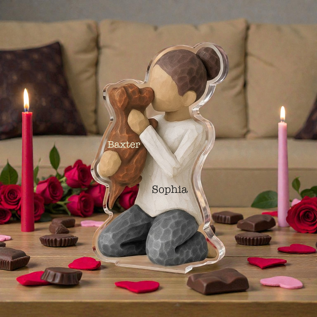 Valentine with my dog - Personalized Acrylic Block Plaque