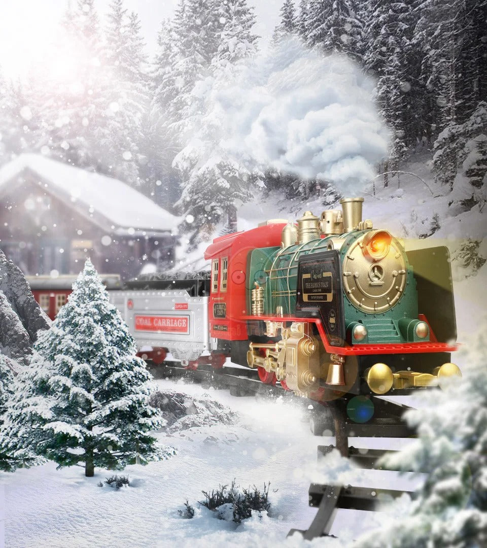 Remote Control Track Train Car Classical Simulation Water Steam Electric Railway Set Christmas Gift Educational Toy For Children