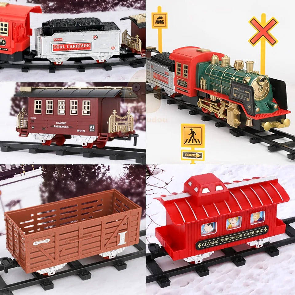 Remote Control Track Train Car Classical Simulation Water Steam Electric Railway Set Christmas Gift Educational Toy For Children